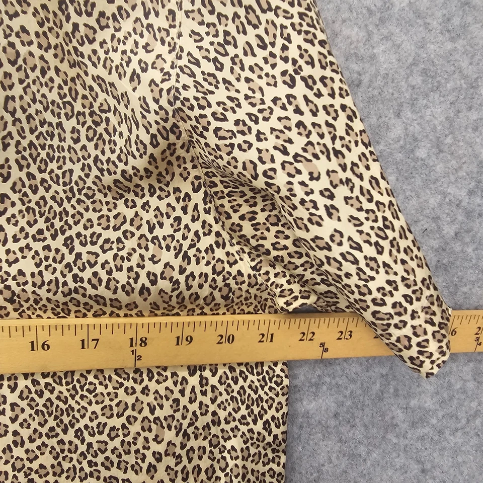 Vintage Sunny Leigh Blouse Womens M Tan Silk Leopard 90s SLB Oversized Boxy Top - Image 4 of 4