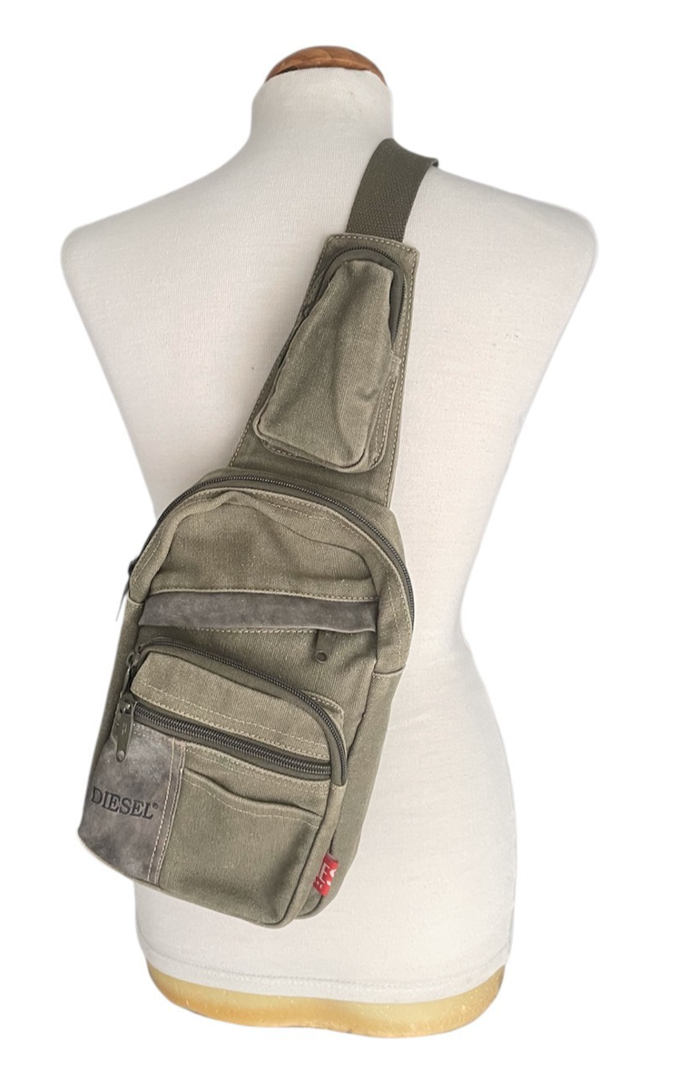 DIESEL Vintage Crossbody Sling Bag Multipocket Utility Cargo Y2K