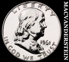 1961 Silver Franklin Half Dollar - Choice Gem Proof  Lustrous  #J7775