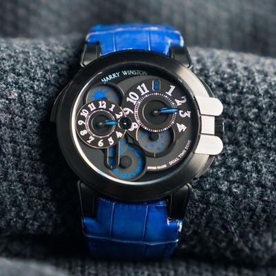 Harry Winston Ocean Dual-Time Zone   44mm Black Dial Steel PVD  Ref. 400-MATZ44K