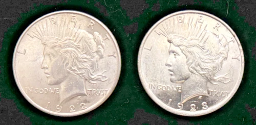 1922 and 1923 BU Peace Dollars -- One of Each