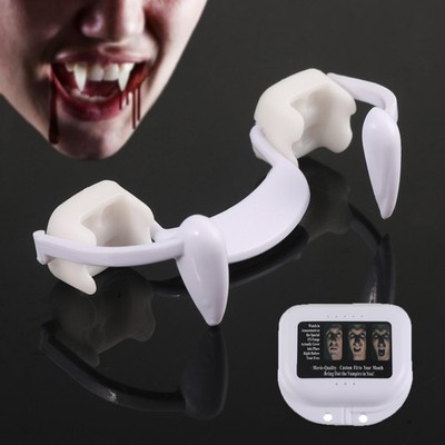 Retractable Vampire Teeth Fangs Halloween Cosplay Makeup Zombie Resuable Teeth