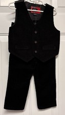 Boys Black Corduroy Pants Size 2T Matching Vest Size 24 Mon Holiday Editio NWT