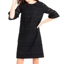 J.Crew Eyelet Flutter Sleeve Shift Dress Size 8 White Lined Keyhole Back EUC