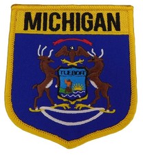 Pack of 3 State of Michigan Shield Embroidered Iron On Patch FPL-523