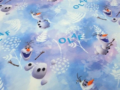 Tela algodón Jersey Disney Ice Queen Frozen Olaf azul blanco colorido tela... - Imagen 1 de 4