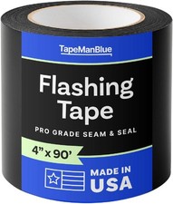 Flashing Tape for Windows and Doors, 4 in x 90 ft Roll, Made in USA, Black Self-