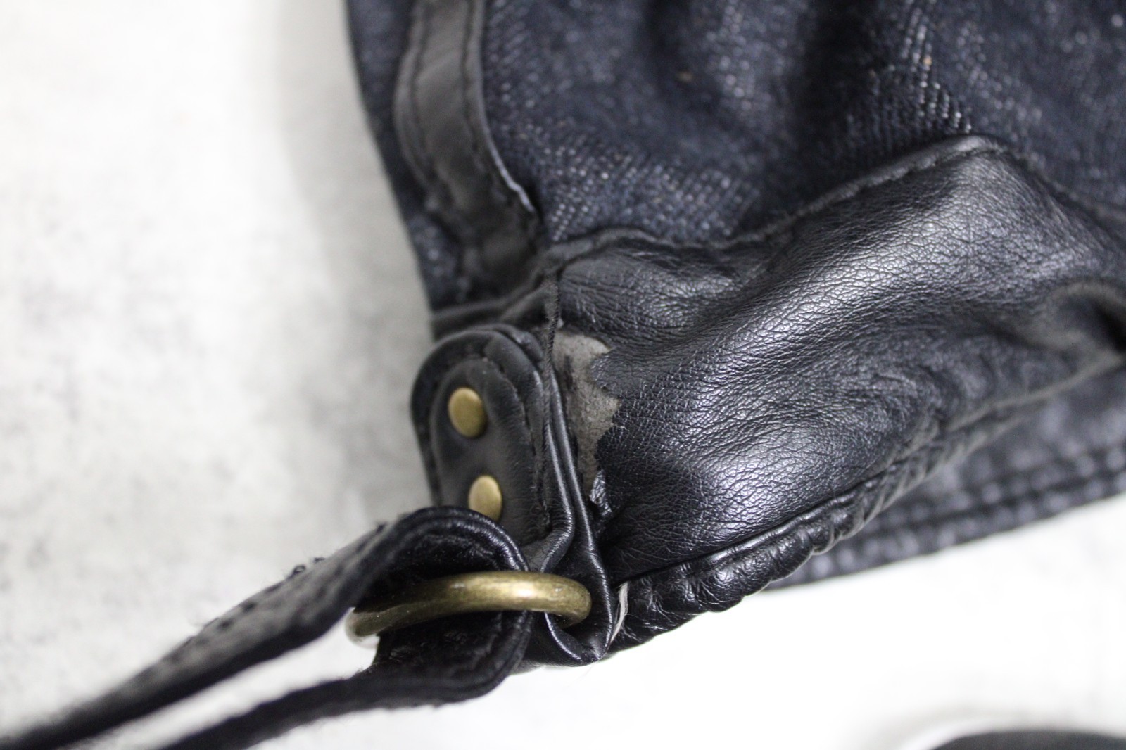 Converse One Star Black Leather Shoulder Crossbody Hobo Purse thumbnail 12