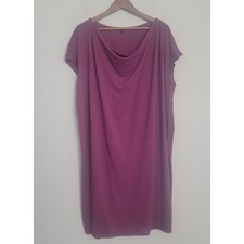 Eileen Fisher Dress Womens L Jersey Knit Waterfall Neck Made in USA Rayon Purple