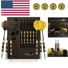 Steel Tip Darts Set - Professional Darts, Brass Barrels, Metal Tip Darts, Ext...