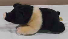 Miyoni By Aurora Hampshire Black  Beige White Plush Pig 11" Stuffed Animal