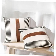 Farmhouse Throw Pillow Covers 20x20 inch, Set of 2 20" x 20" Pack of 2 Black