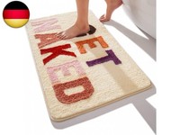 Qjhomo Beige Badezimmerteppich Bunt Badematte Rutschfest Waschbar Badteppich