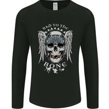 Bad 2 the Bone Biker Skull Angel Motorcycle Mens Long Sleeve T-Shirt