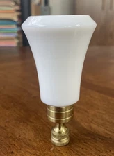 Preowned Vintage White Glass TAPERED TOP HAT Lamp Finial