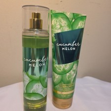 Bath Body Works CUCUMBER MELON 2 PC SET Fine Fragrance Mist Body Cream NEW