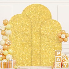 ROMANKAS Gold Wedding Arch Cover Set of 3 Arch Backdrop Cover 4 5 6ft Glitter