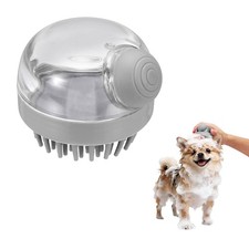 Pet Bath Brush Coarse Bristled Round Dog Shampoo Brush Gray