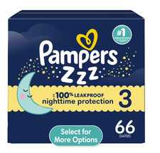 Pampers Swaddlers Overnight Zzz Baby Diapers Size 3, 66 Count