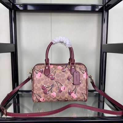 NWT Coach Rowan Satchel Bag In Signature With Cherry Print CY692