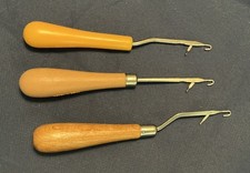 3 Latch Hook Rug Tool Lot Wooden Handle  Plastic Korea Taiwan