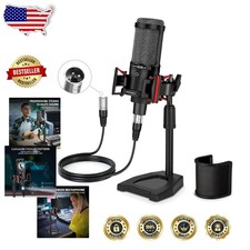 Pro XLR Podcast Mic Kit - Cardioid Condenser, Crystal Clear Audio, Studio Qua...