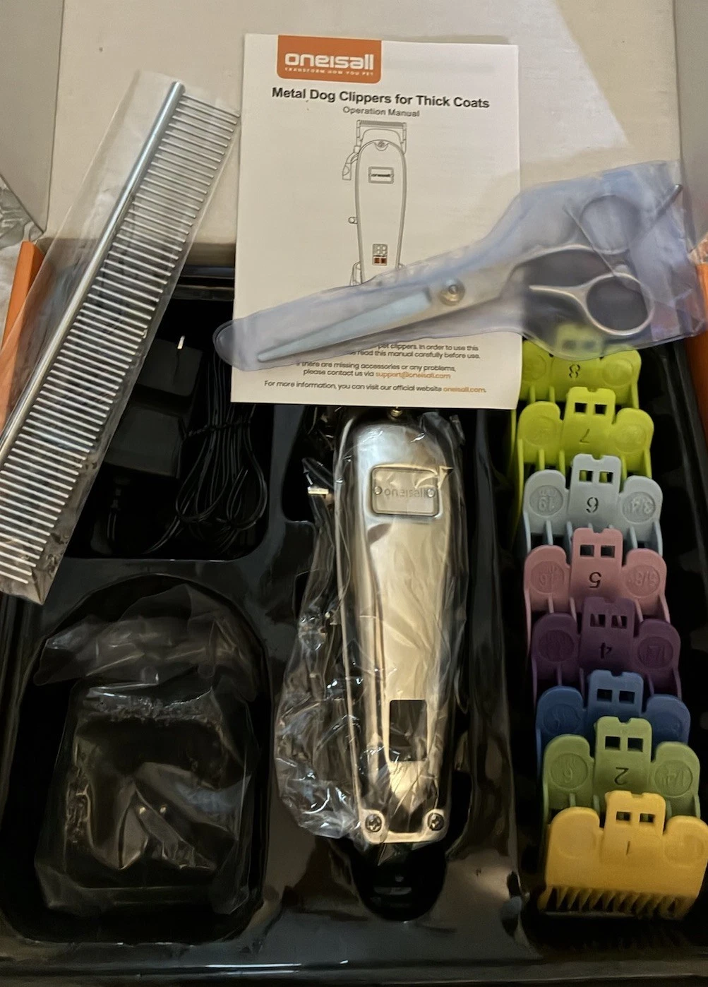 Oneisall Dog Clippers For Thick Heavy Coats Low Noise Cordless Dog Grooming Kit
