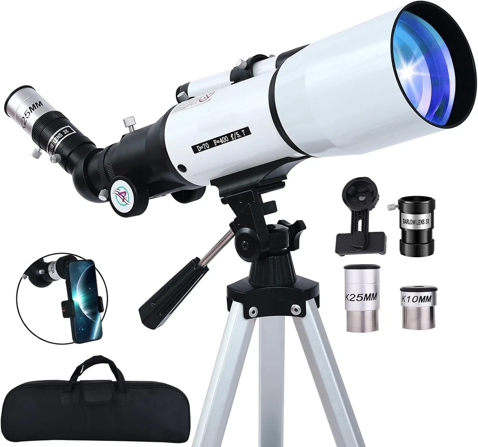 High-Powered 70mm Refracting Telescope - Ideal for Astronomy Enthusiasts & Kids - Image 3 of 4