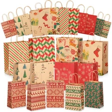 36 Pcs Christmas Gift Bags Assorted Sizes Paper Bags Bulk Large Medium Small ...