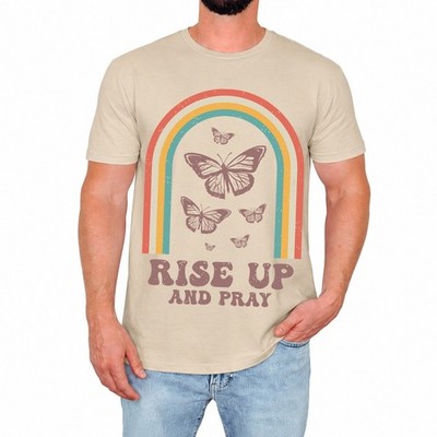 Rise Up And Pray Herren T-Shirt Schmetterling Glaube Vintage Christ Geschenk