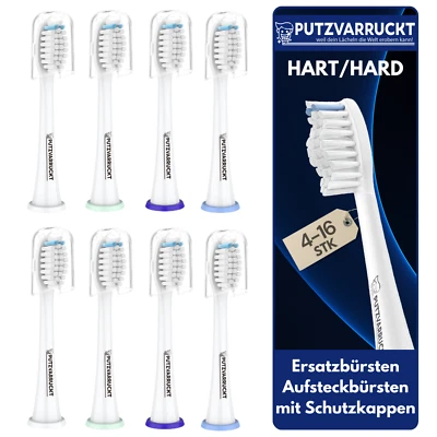 PUTZVARRUCKT 4-16 Hart Ersatzbürsten passend für Philips Sonicare Aufsteckbürsten - Hard