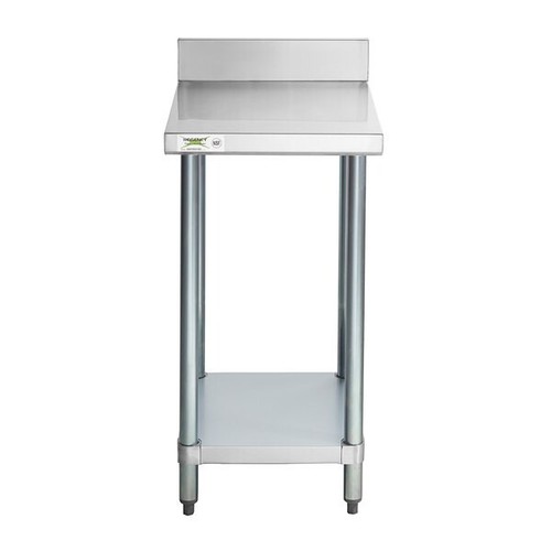 Mesa de relleno de equipo de acero inoxidable de 24""W x 18""L con salpicadero y soporte inferior - Imagen 4 de 11