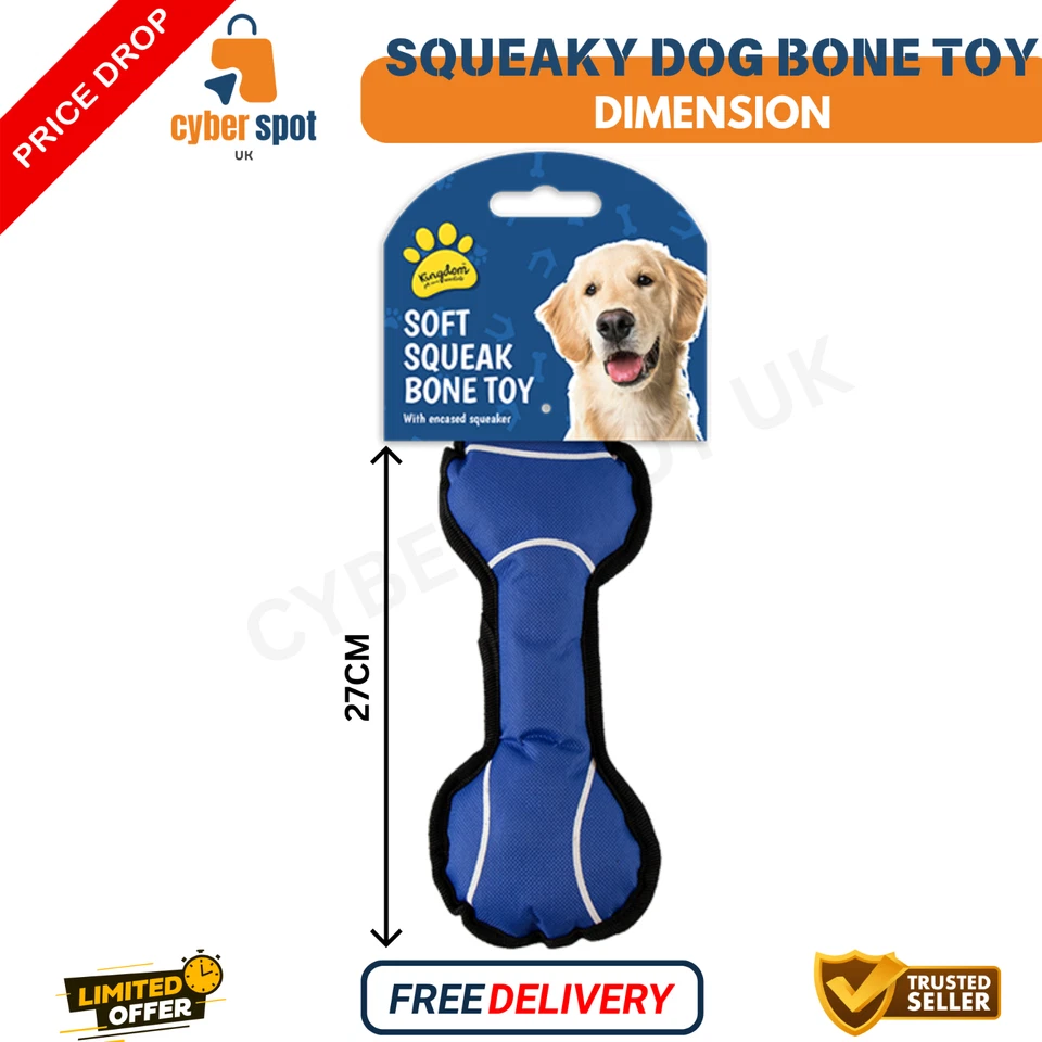 🐶 Soft Play Large Strong Squeaky Bone durable Toy Fetch Puppy Dog Bone Pet Pull - Image 4 of 4