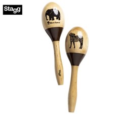 Stagg MRW-23 AFRICA Pair of Wooden Maracas Animal Print Natural