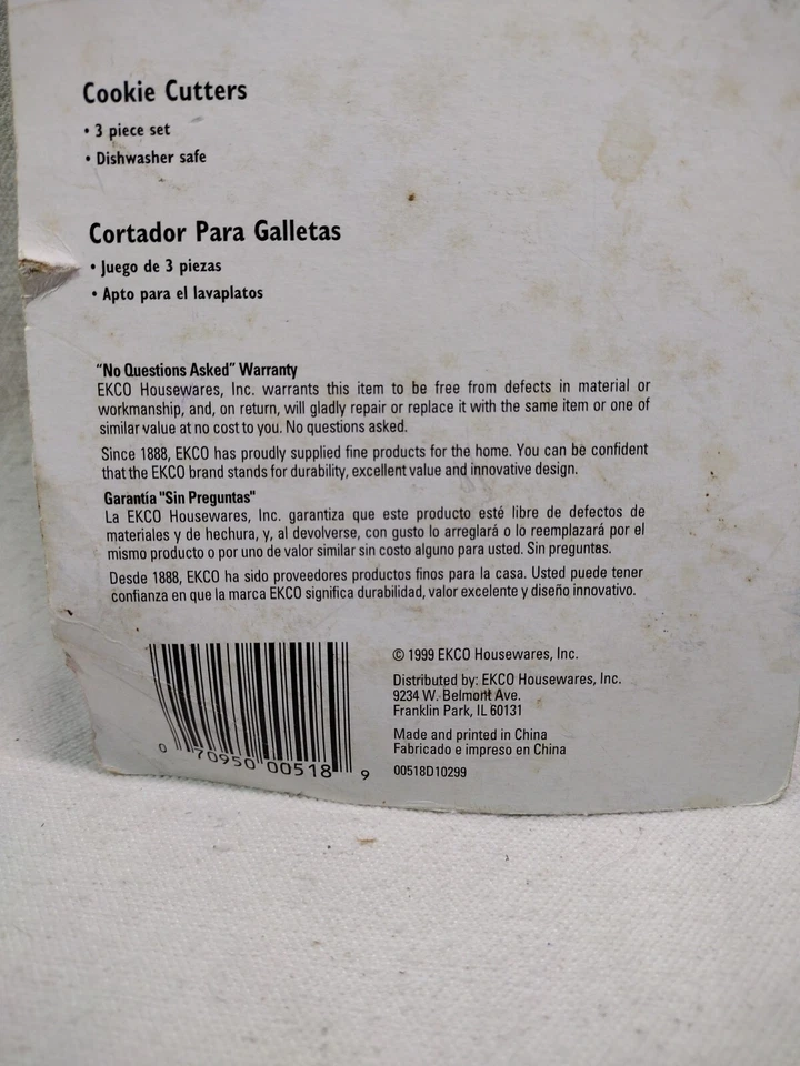 Ekco 1999 3pc Cookie Cutter Set Star Gingerbread Man Heart Vintage Y2K Plastic - Image 4 of 4