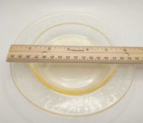 Vtg Florentine #2 Poppy Depression Glass Butter Dish & Lid Yellow Hazel Atlas - Picture 10 of 11