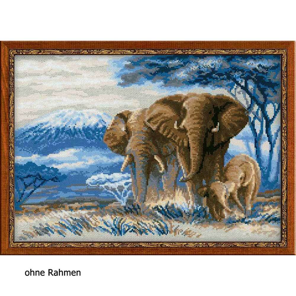 Riolis counted cross stitch Kit Elephants in the Savannah, DIY
