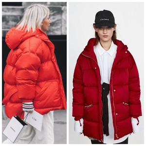 zara red puffer