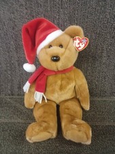TY Beanie Buddy - 1997 HOLIDAY TEDDY 14 inch With Santa Hat NWT