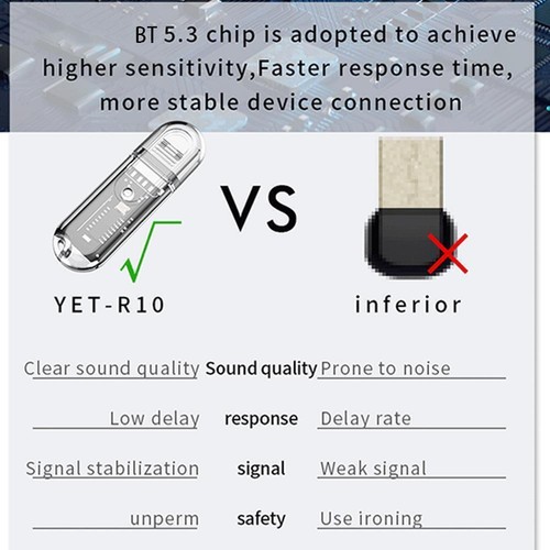 USB Bluetooth 5.3 Wireless Audio Musik Adapter Dongle Sender Neu Yneu M9K2 - Afbeelding 10 van 12