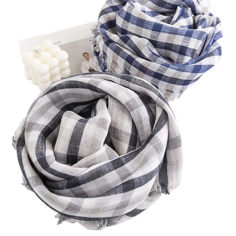 棉混纺纯色围巾男士