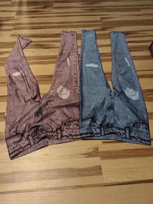 NWT purple acid wash leggings jean look leggings Size Small and Medium