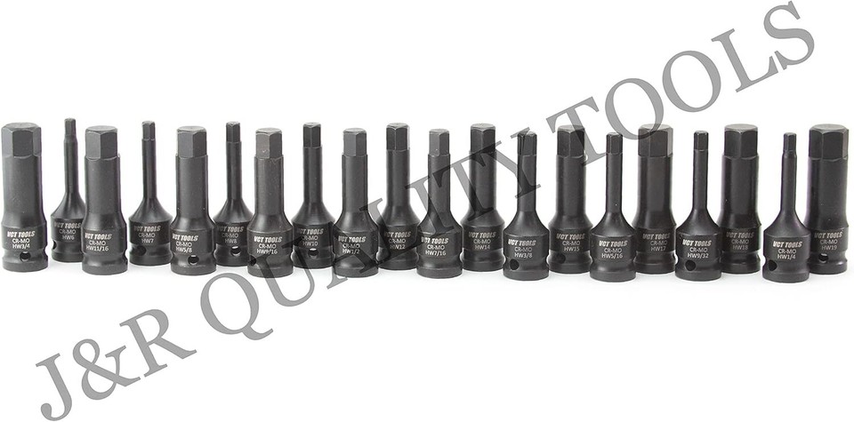 1/2" Drive Master Impact Hex Bit Set, 20 Piece Hex Driver Socket Set ...