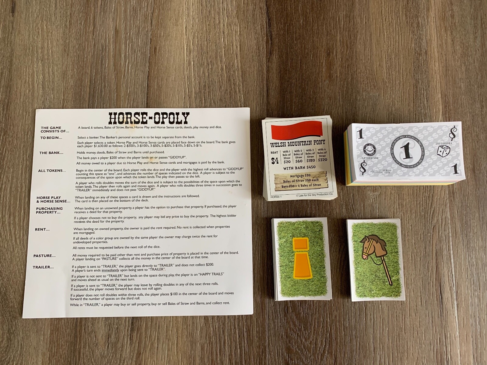 Horseopoly Monopoly Board Game Replacement Parts Deeds, Cards, Money