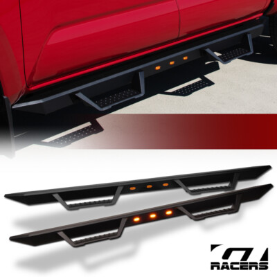 For 2015-2022 Colorado/Canyon Crew Cab Matte Blk Modular LED Drop Step Nerf Bars