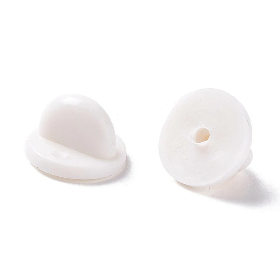 50 White RUBBER Clutches BACKS for Tie Tacks / Lapel Pins / Pin Guard / Clasp - Image 4 of 4