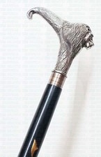 Walking Stick Vintage Designer Brass Lion Face Handle Victorian Wooden Cane