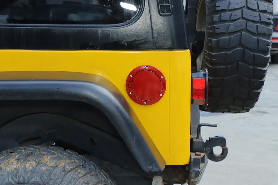 Red Fuel Filler Door Tank Gas Cap Cover Trim For Jeep Wrangler TJ 1997-2006 1pcs - Imagem 2 de 4