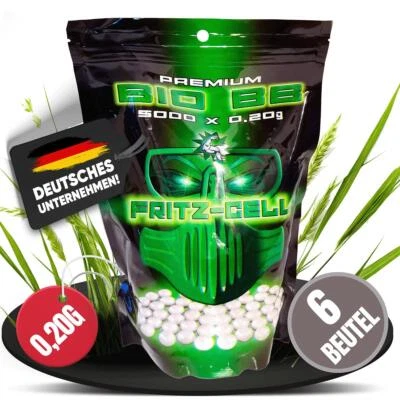 WEILAX 6 x 5000 Airsoft Softair Premium BBs Bio 6mm Fritz-Cell 0,20g im Beutel