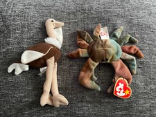 2x 1993 McDonald’s Happy Meal Promo TY Teenie Beanie Ostrich and Crab Plush Toys